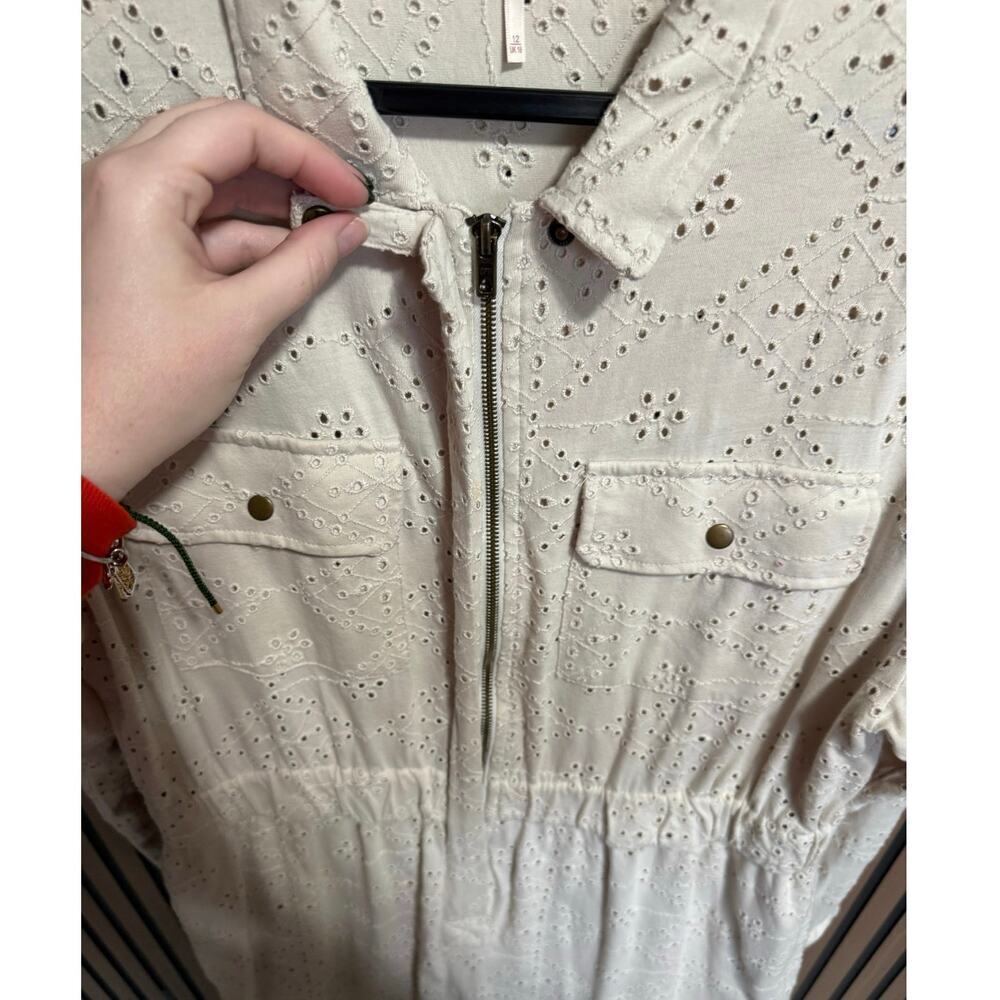 Free People Women’s Set The Tone Eyelet Jumpsuit Cream Size 12 NEW - Picture 6 of 12